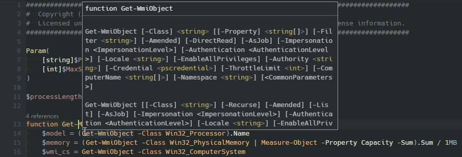 VS Code PowerShell hover